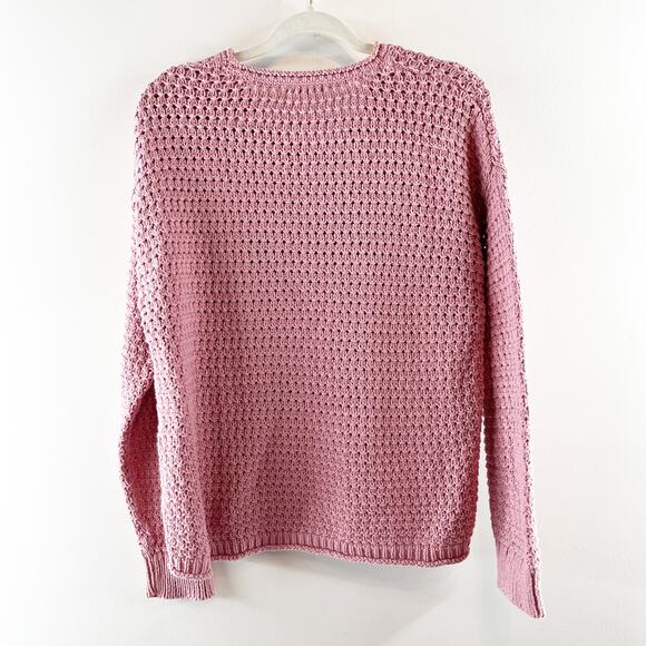 Madewell Open Stitch Austen Crewneck Pullover Sweater Weathered Berry Pink Large - Picture 4 of 5